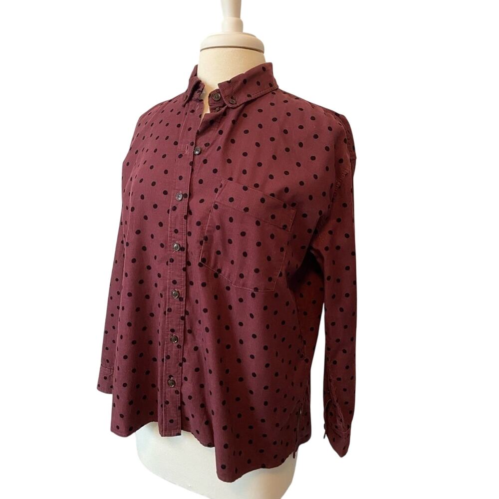 Madewell NWT Women's S Corduroy Polka Dot Oversized Button Down Shirt Casual